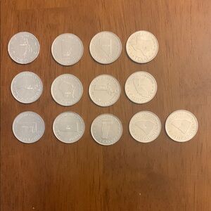 Lot Of 13 Vintage Shell’s Coin Game US States Tokens State Of The Union shell
